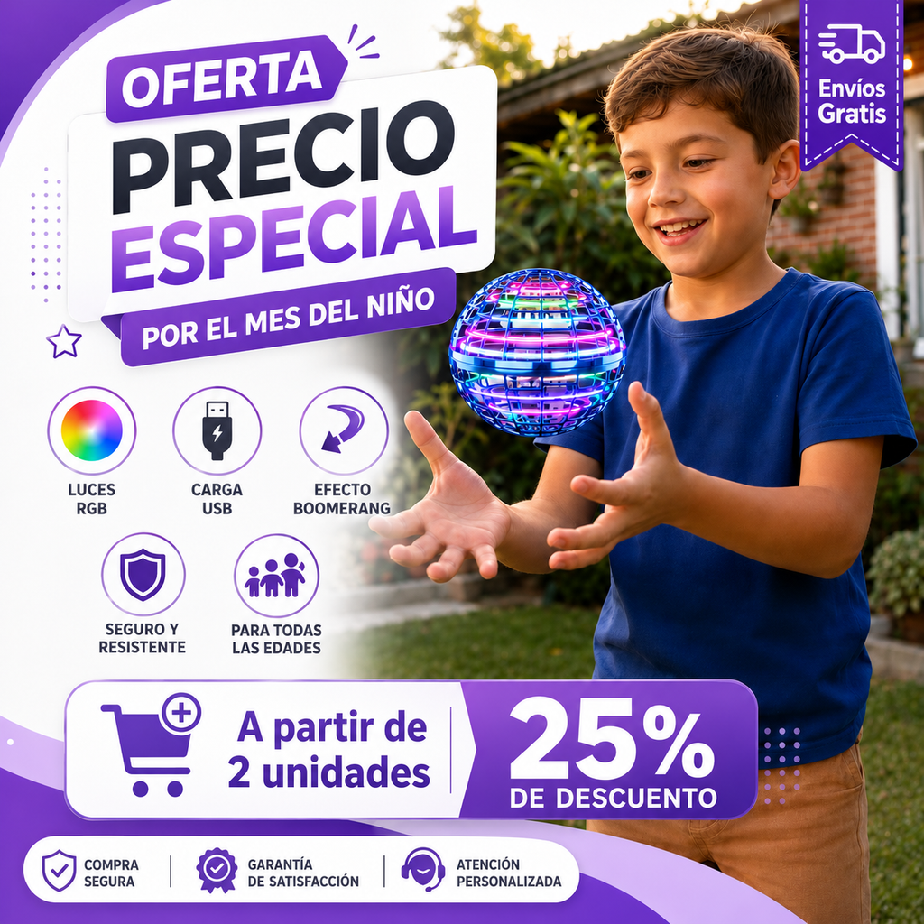 Pelota Voladora Recargable con Efecto Boomerang