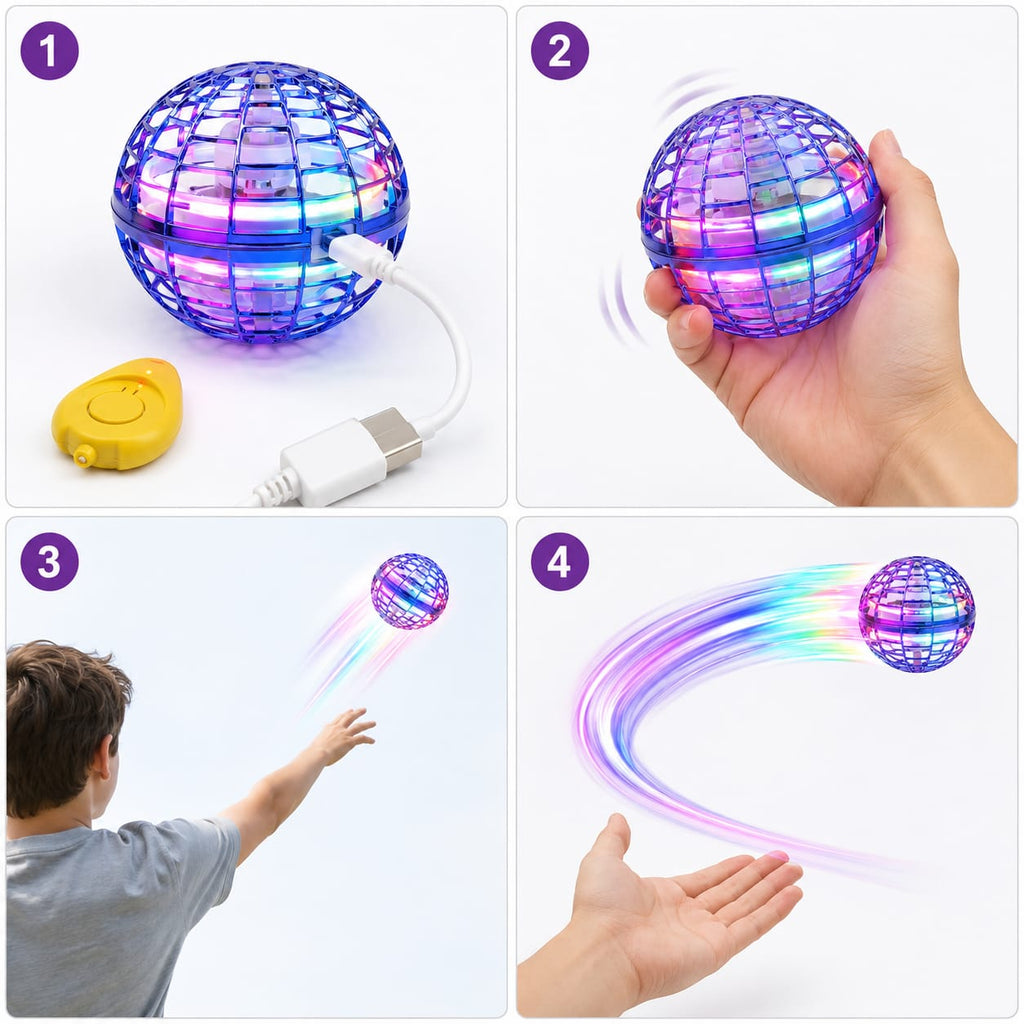 Pelota Voladora Recargable con Efecto Boomerang