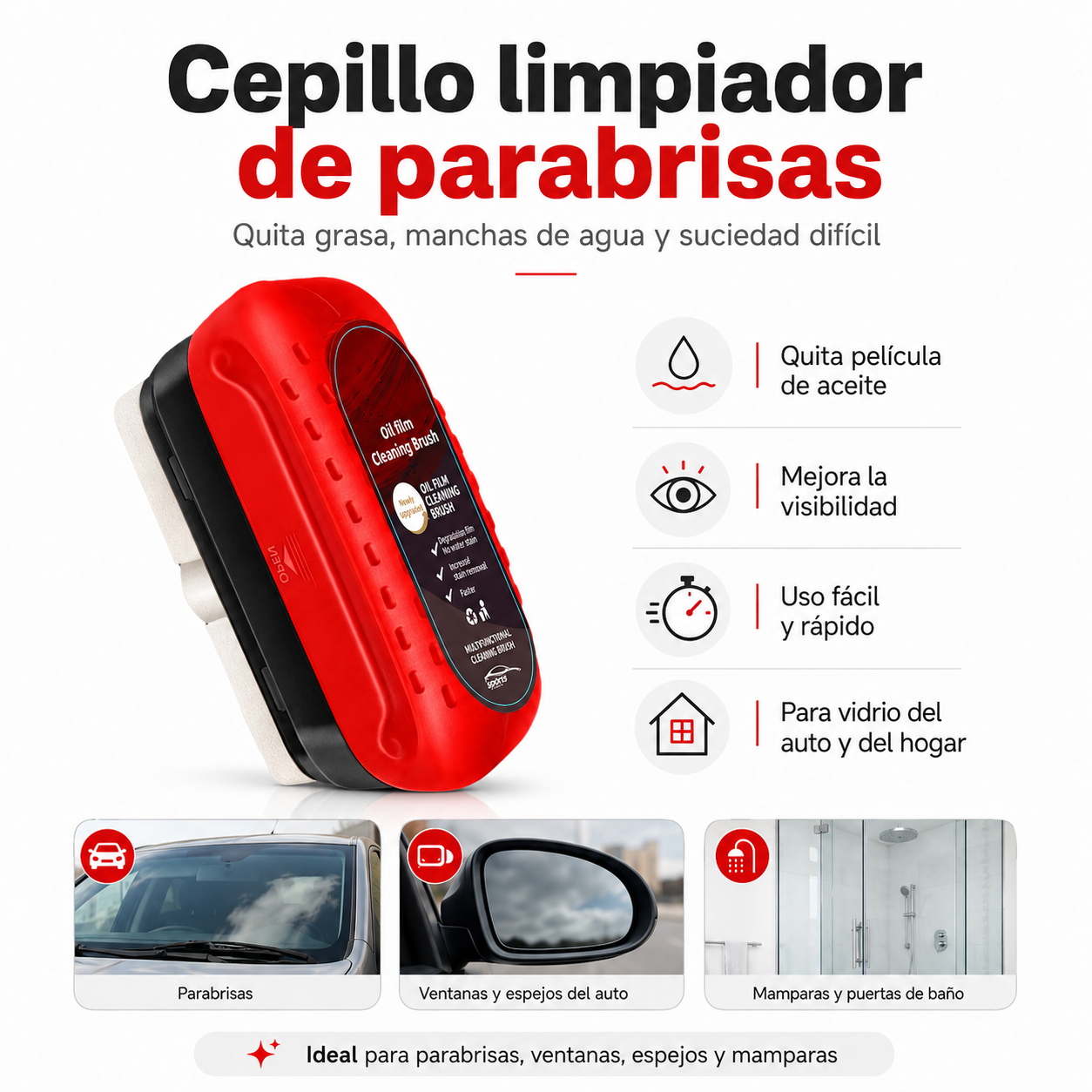 🚘 Cepillo Limpiador de Parabrisas para Auto – Vidrios Más Claros